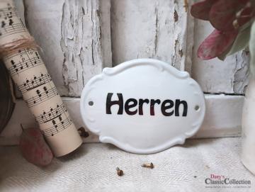 VERKAUFT ! Altes Porzellanschild HERREN~ Jugendstil Schild ~ weißes Schild ~ schwarze Schrift ~ Porzellanschild ~ Türschild ~ Beschilderung