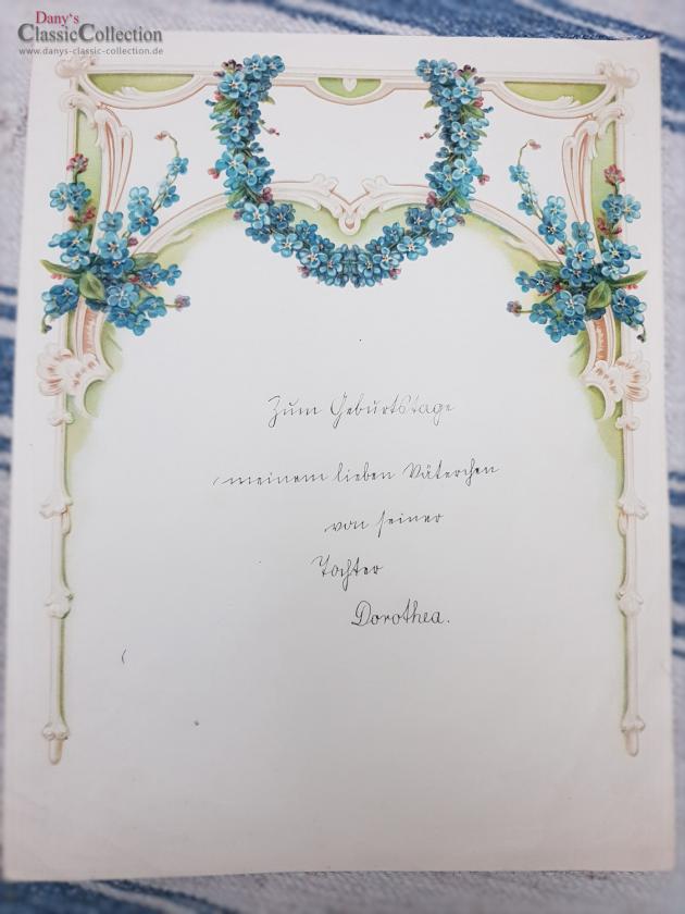 Antiker Schmuckbrief ~ Geprägt und lithografiert ~ Brief von Tochter an Vater ~ mit Rosen umrahmt ~ hw3959b3