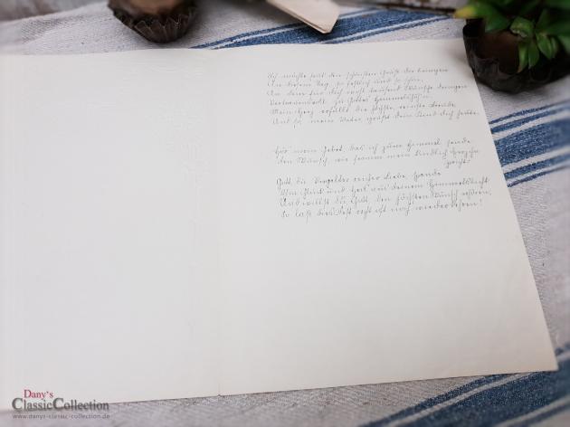 Antiker Schmuckbrief ~ Geprägt und lithografiert ~ Brief von Tochter an Vater ~ mit Rosen umrahmt ~ hw3959b3