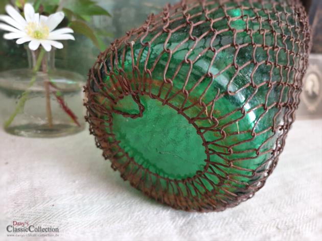 VERKAUFT ! Grüner Siphon mit Netz ~ große alte Sodaflasche ~ Soda Syphon ~ Shabby deco ~ Vintage interior ~ Brocante home style ~ hx4187f2