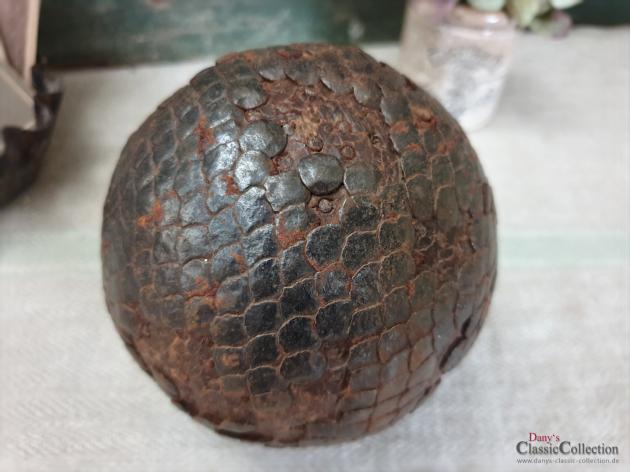 VERKAUFT ! Antike Boule Kugel ~ Holz Kugel genagelt ~ Pétanque Kugel ~ französisches Kugelspiel ~ Provence ~ Boccia ~ hy5051p2