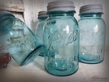 VERKAUFT ! Ball Mason Vorratsglas ~ blaues Glas ~ Amerika ~ Vintage Küchendeko ~ Aufbewahrung ~ hy5811