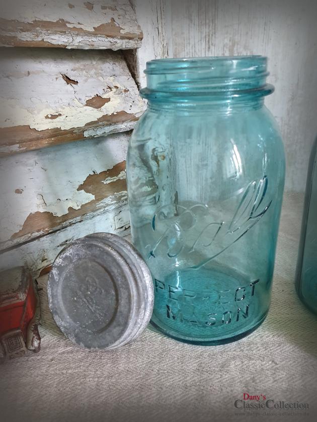 VERKAUFT ! Ball Mason Vorratsglas ~ blaues Glas ~ Amerika ~ Vintage Küchendeko ~ Aufbewahrung ~ hy5811