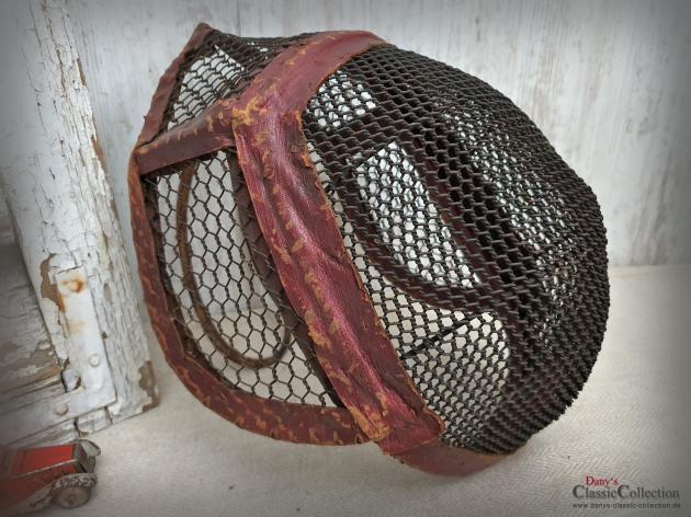 VERKAUFT ! Fechtmaske Leder Draht ~ Frankreich ~ Fechten ~ Sport ~ Sammlerstück ~ Industrie Stil ~ Loft Dekor ~ hy6112m2