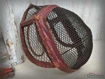 VERKAUFT ! Fechtmaske Leder Draht ~ Frankreich ~ Fechten ~ Sport ~ Sammlerstück ~ Industrie Stil ~ Loft Dekor ~ hy6112m2