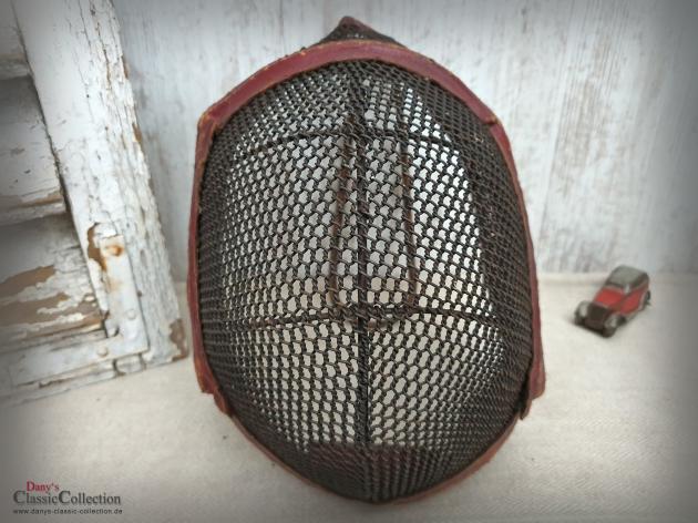 VERKAUFT ! Fechtmaske Leder Draht ~ Frankreich ~ Fechten ~ Sport ~ Sammlerstück ~ Industrie Stil ~ Loft Dekor ~ hy6112m2