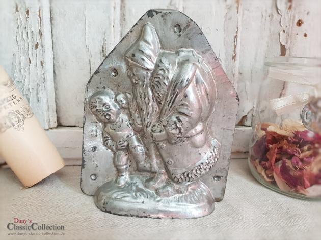 VERKAUFT ! 1930s HERIS Schokoladenform #180 / 11, Nikolaus-Form, antike Metallform, Patisserie, Santa, Sammlerstück, Shabby Home ~ hx4408-2