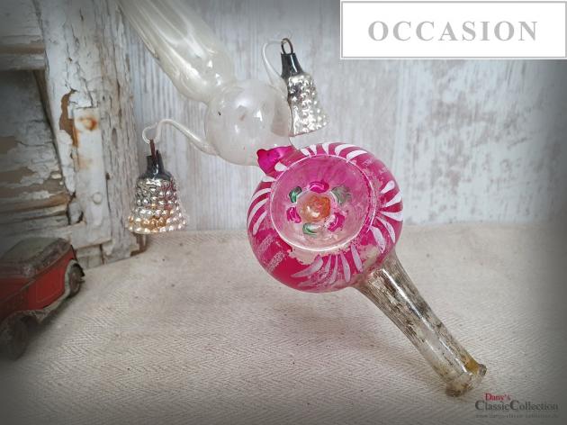 VERKAUFT ! Reflex Baumspitze 30 cm ~ Glasarme mit 2 Glocken ~ Christbaumspitze pink ~ Weihnachtsbaum ~ Bauernsilber ~ Nostalgie Weihnacht ~ hy5840