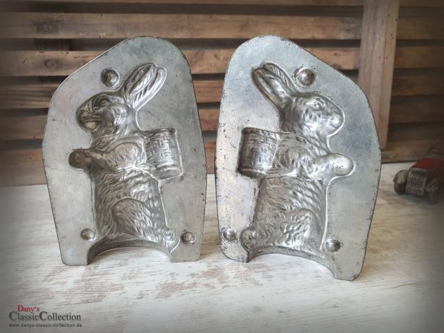 VERKAUFT ! Schokoladenform ~ A. Reiche Hase mit Korb ~ 10,5 cm ~ Hasenform alt ~ Osterdeko ~ seltenes Sammlerstück ~ Frohe Ostern ~ hy5342