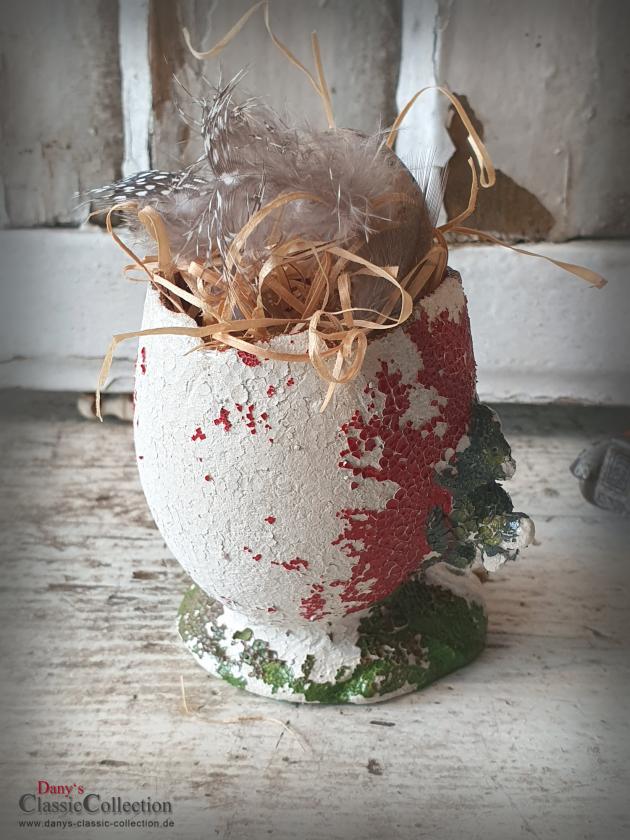 VERKAUFT ! Candy Container Häsin mit Kind & Eierkorb ~ Pappmaché ~ Eierbecher für Deko ~ Osterdekoration ~ Füllhase ~ Made in Germany ~ hy5759