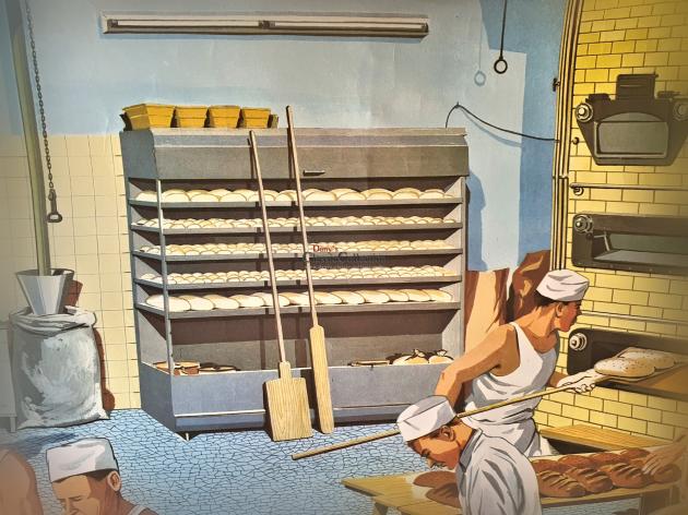 VERKAUFT ! Alte Schulwandkarte ~ Beruf Bäcker ~ Rollkarte ~ Schulkarte ~ Wandkarte ~ Lehrkarte ~ Midcentury ~ Wanddeko ~ hy5471