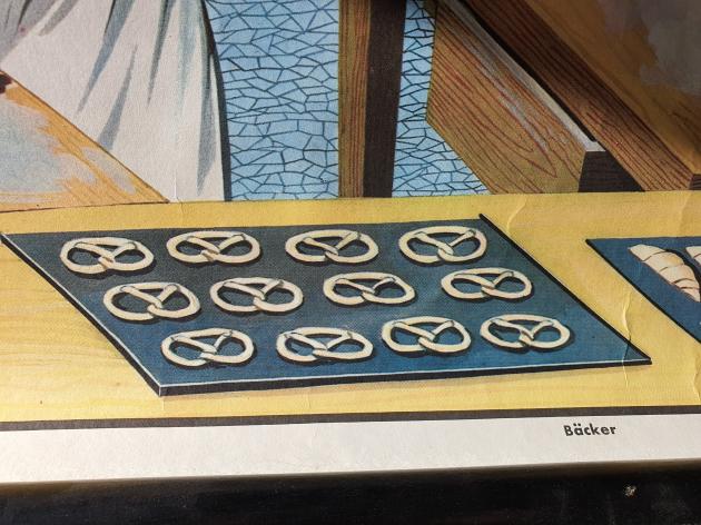 VERKAUFT ! Alte Schulwandkarte ~ Beruf Bäcker ~ Rollkarte ~ Schulkarte ~ Wandkarte ~ Lehrkarte ~ Midcentury ~ Wanddeko ~ hy5471