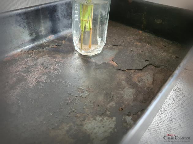 VERKAUFT ! Stabiles rechteckiges Backblech 43,5 x 17 x 5 cm ~ Tischtablett ~ Vintage Tablett ~ Shabby Deko ~ Ottomane Tablett ~ Brocante Deko ~ hx4244a2