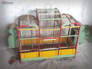 VERKAUFT ! Uralter Vogelkäfig bunt ~ Vogelhaus ~ Holz Vogelbauer ~ fil de fer ~ Vintage Shabby chic ~ hx4034