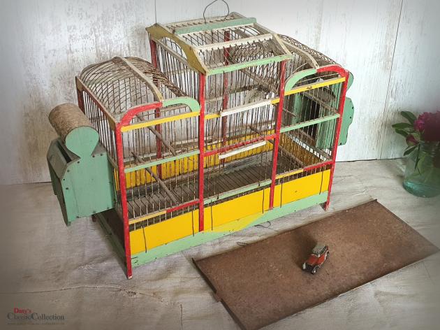VERKAUFT ! Uralter Vogelkäfig bunt ~ Vogelhaus ~ Holz Vogelbauer ~ fil de fer ~ Vintage Shabby chic ~ hx4034