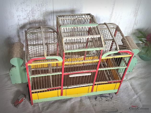 VERKAUFT ! Uralter Vogelkäfig bunt ~ Vogelhaus ~ Holz Vogelbauer ~ fil de fer ~ Vintage Shabby chic ~ hx4034