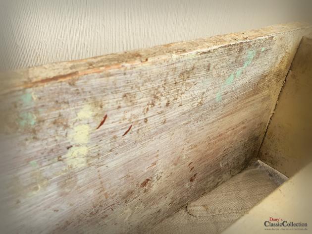 VERKAUFT ! Schemel shabby altweiß ~ Vintage Fußhocker ~ Holz Hocker ~ Tritt ~ Fußbank ~ Original Lack ~ Landhaus ~ Cottage Style ~ hy5554