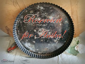 VERKAUFT ! Tarteblech Ø 32 cm mit Initialen M.G. ~ Tarteblech gewellt ~ altes Backblech ~ alte Backform ~ Vintage Tablett ~ Landhausküche ~ hz6414f3