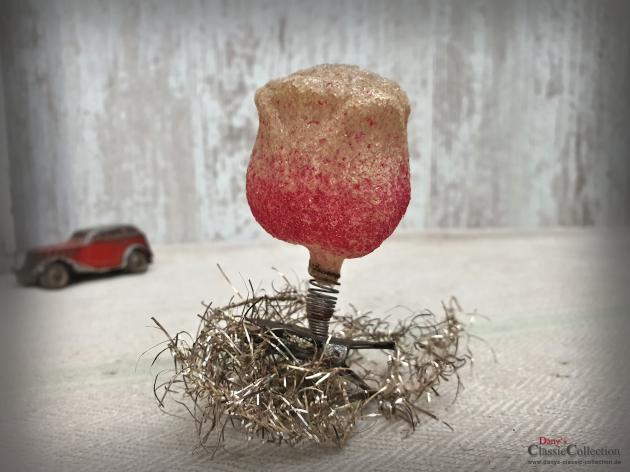 VERKAUFT ! - Blüte auf Clip ~ Tulpe ~ Rose ~ Christbaumschmuck alt ~ Weihnachtsschmuck antik ~ Weihnachtsbaum ~ Weihnachtsdeko ~ Sammlerstück ~ hx4723