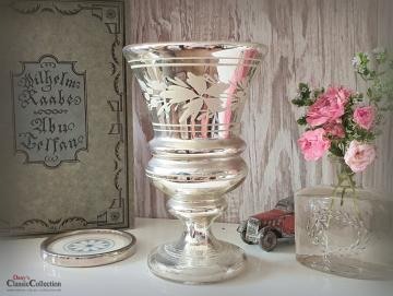 VERKAUFT ! Antiker Bauernsilber Kelch 14,8 cm ~ weiße Bemalung ~ Silberglas ~ Vintage interior ~ Brocante home style ~ Landhaus Deko ~ hy6126