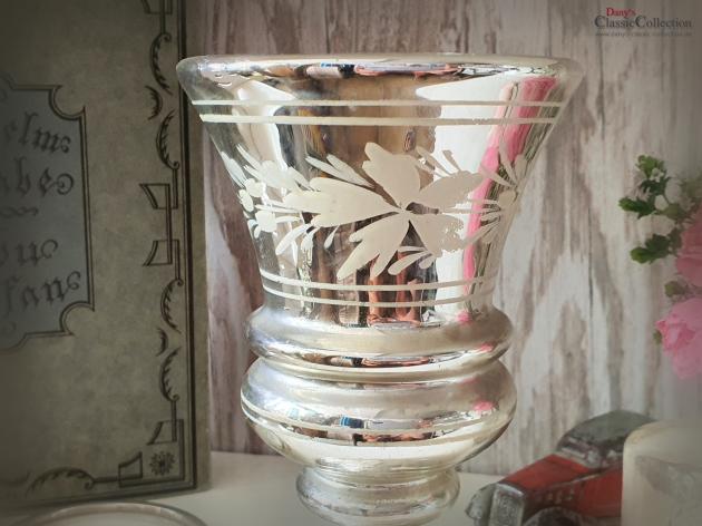 VERKAUFT ! Antiker Bauernsilber Kelch 14,8 cm ~ weiße Bemalung ~ Silberglas ~ Vintage interior ~ Brocante home style ~ Landhaus Deko ~ hy6126