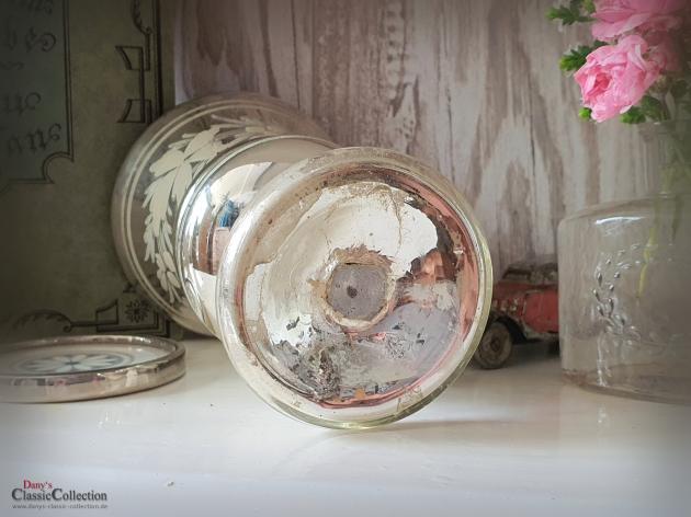 VERKAUFT ! Antiker Bauernsilber Kelch 14,8 cm ~ weiße Bemalung ~ Silberglas ~ Vintage interior ~ Brocante home style ~ Landhaus Deko ~ hy6126