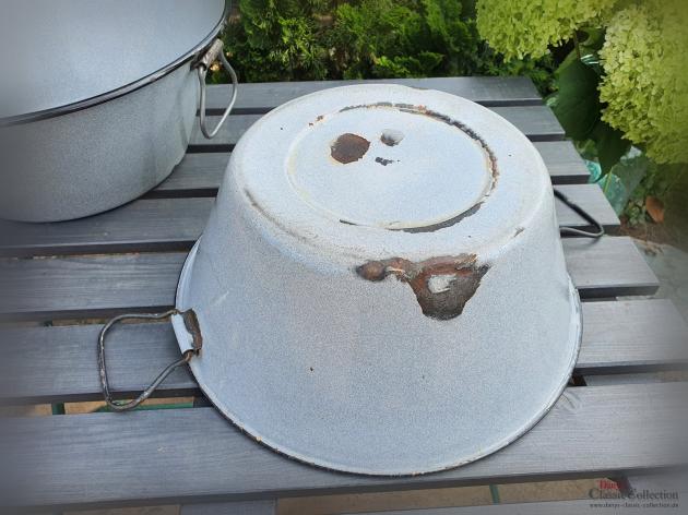 VERKAUFT ! Emaille Waschschüssel Ø 37 cm ~ grau gesprenkelt ~ Waschwanne ~ Bauernhaus ~ Vintage Gartendeko ~ Pflanztopf ~ Miniteich ~ Shabby ~ ht2281