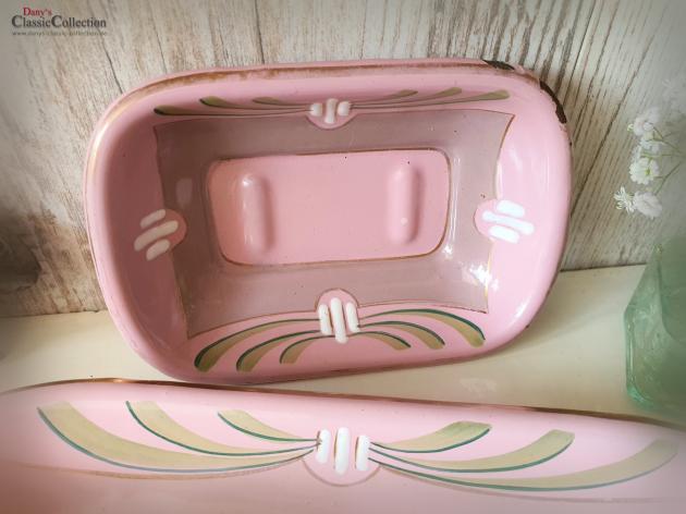 VERKAUFT ! Seifenschalen-SET ~ altrosa Emaille ~ Vintage Badezimmer ~ Artdéco Dekor ~ Brocante Deko ~ Bauernhaus ~ Landhaus ~ interior Home ~ hy6299