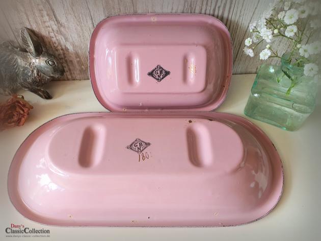 VERKAUFT ! Seifenschalen-SET ~ altrosa Emaille ~ Vintage Badezimmer ~ Artdéco Dekor ~ Brocante Deko ~ Bauernhaus ~ Landhaus ~ interior Home ~ hy6299