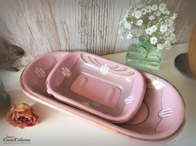 VERKAUFT ! Seifenschalen-SET ~ altrosa Emaille ~ Vintage Badezimmer ~ Artdéco Dekor ~ Brocante Deko ~ Bauernhaus ~ Landhaus ~ interior Home ~ hy6299
