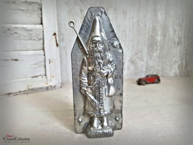 VERKAUFT ! Santa mit Sack und Rute 19,5 cm ~ Schokoladenform #171 ~ Nikolaus ~ Metallform ~ Patisserie ~ Sammlerstück ~ Weihnachtsdeko ~ hy5411s2
