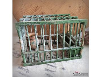 VERKAUFT ! Uralter grüner Vogelkäfig ~ Frankreich ~ Vogelhaus Holz ~ Vogelbauer grün ~ Holzkäfig ~ Tonkrug ~ Vintage Shabby Deko ~ hy5821