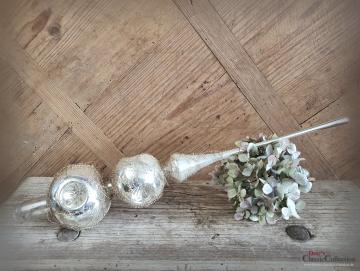 VERKAUFT ! Reflex-Christbaumspitze 33.5 cm ~ 2 silberne Kugeln mit je 3 Einstichen ~ Bouillondraht ~ Weihnachtsbaum ~ Frohe Weihnachten ~ hx4839