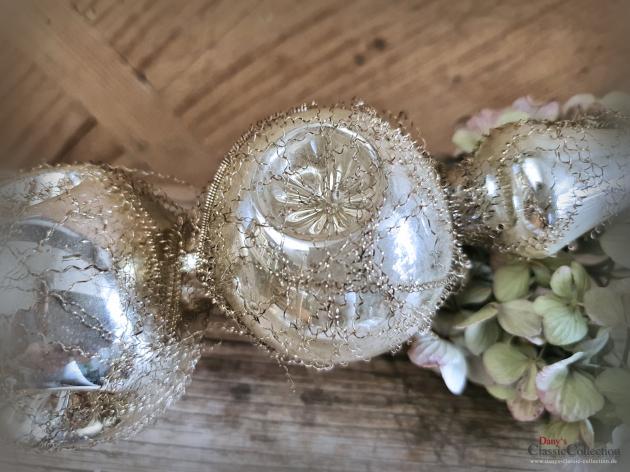 VERKAUFT ! Reflex-Christbaumspitze 33.5 cm ~ 2 silberne Kugeln mit je 3 Einstichen ~ Bouillondraht ~ Weihnachtsbaum ~ Frohe Weihnachten ~ hx4839