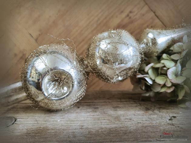 VERKAUFT ! Reflex-Christbaumspitze 33.5 cm ~ 2 silberne Kugeln mit je 3 Einstichen ~ Bouillondraht ~ Weihnachtsbaum ~ Frohe Weihnachten ~ hx4839