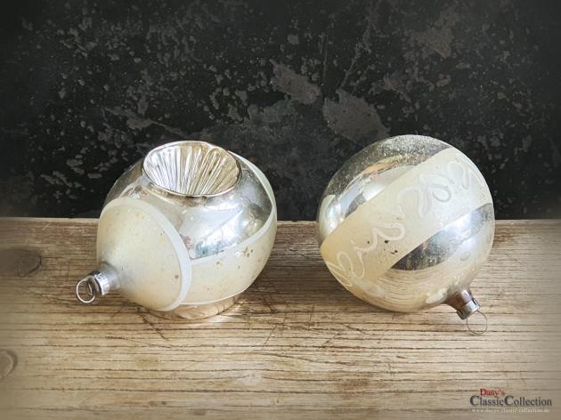 VERKAUFT ! Christbaumkugel Duo silber ~ Einstichkugel ~ alter Sammlerschmuck ~ Christbaumschmuck ~ Vintage Weihnacht ~ hs2048