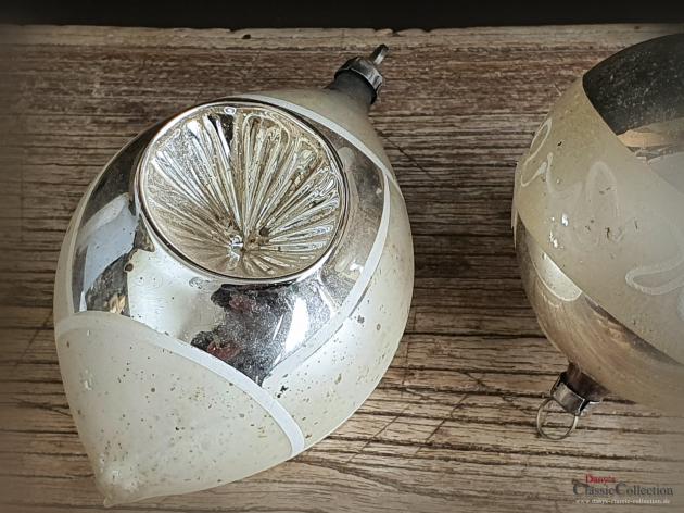 VERKAUFT ! Christbaumkugel Duo silber ~ Einstichkugel ~ alter Sammlerschmuck ~ Christbaumschmuck ~ Vintage Weihnacht ~ hs2048