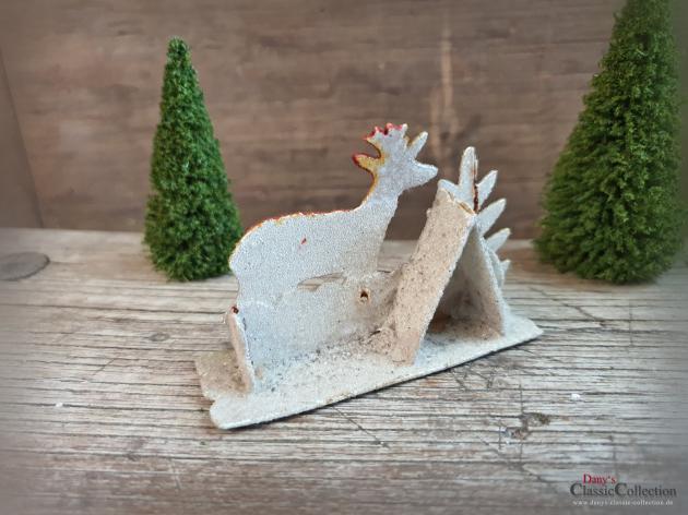 Rehlein im Wald ~ Christbaumschmuck alt ~ Karton beglimmert ~ Baumanhänger ~ Weihnachtsbaum ~ hw3569-12