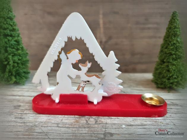 VERKAUFT ! Bakelit Kerzenhalter ~ Engel mit Rehlein ~ Kerzenständer alt ~ Vintage Weihnachten ~ hx4535
