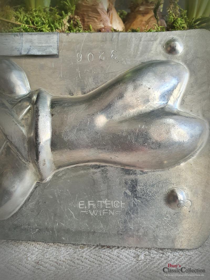 VERKAUFT ! Hase mit Akkordeon 19,5 cm Schokoladenform ~ Hasenform E.F. Teich ~ Osterdeko ~ seltenes Sammlerstück ~ Frohe Ostern ~ Hase lachend ~ hy6308