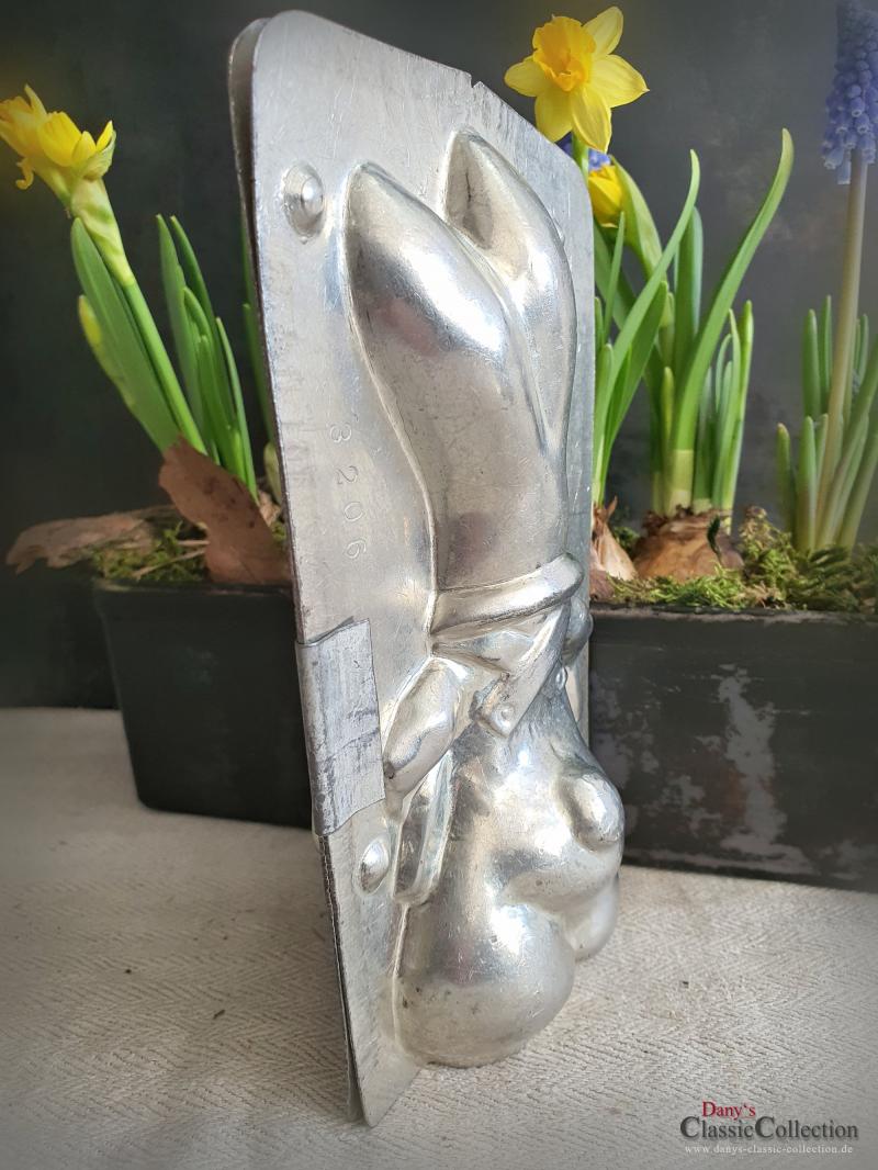 VERKAUFT ! Hase mit Akkordeon 19,5 cm Schokoladenform ~ Hasenform E.F. Teich ~ Osterdeko ~ seltenes Sammlerstück ~ Frohe Ostern ~ Hase lachend ~ hy6308