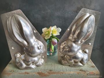 VERKAUFT ! Langohr Hase 18 cm Schokoladenform ~ 2-teilige Gießform alt ~ Vintage Osterdeko ~ seltenes Sammlerstück ~ Frohe Ostern ~ hy6312