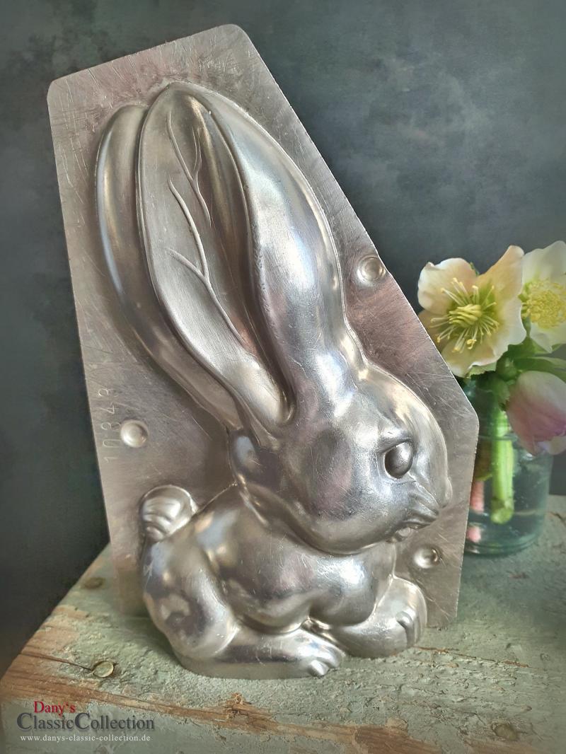 VERKAUFT ! Langohr Hase 18 cm Schokoladenform ~ 2-teilige Gießform alt ~ Vintage Osterdeko ~ seltenes Sammlerstück ~ Frohe Ostern ~ hy6312