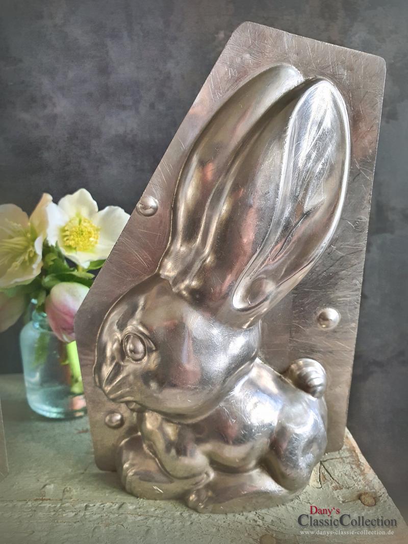 VERKAUFT ! Langohr Hase 18 cm Schokoladenform ~ 2-teilige Gießform alt ~ Vintage Osterdeko ~ seltenes Sammlerstück ~ Frohe Ostern ~ hy6312