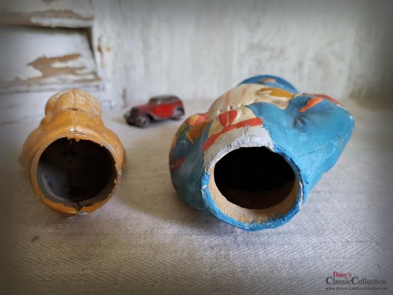 VERKAUFT ! Osterhasen Candy Container ~ Pappmaché Hase mit Eierkorb ~ Osterdekoration ~ Sammlerstück ~ Made in Germany ~ hy5858