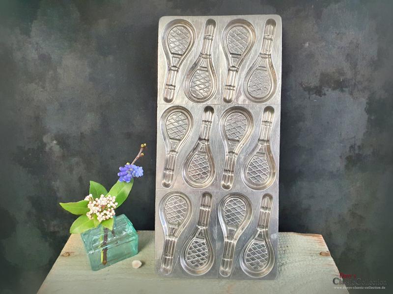 12 Tennisschläger Schokoladenform Platte ~ Metall Gießform ~ Vintage ~ Obermann Wien ~ seltenes Sammlerstück ~ Landhaus Deko ~ hy6314