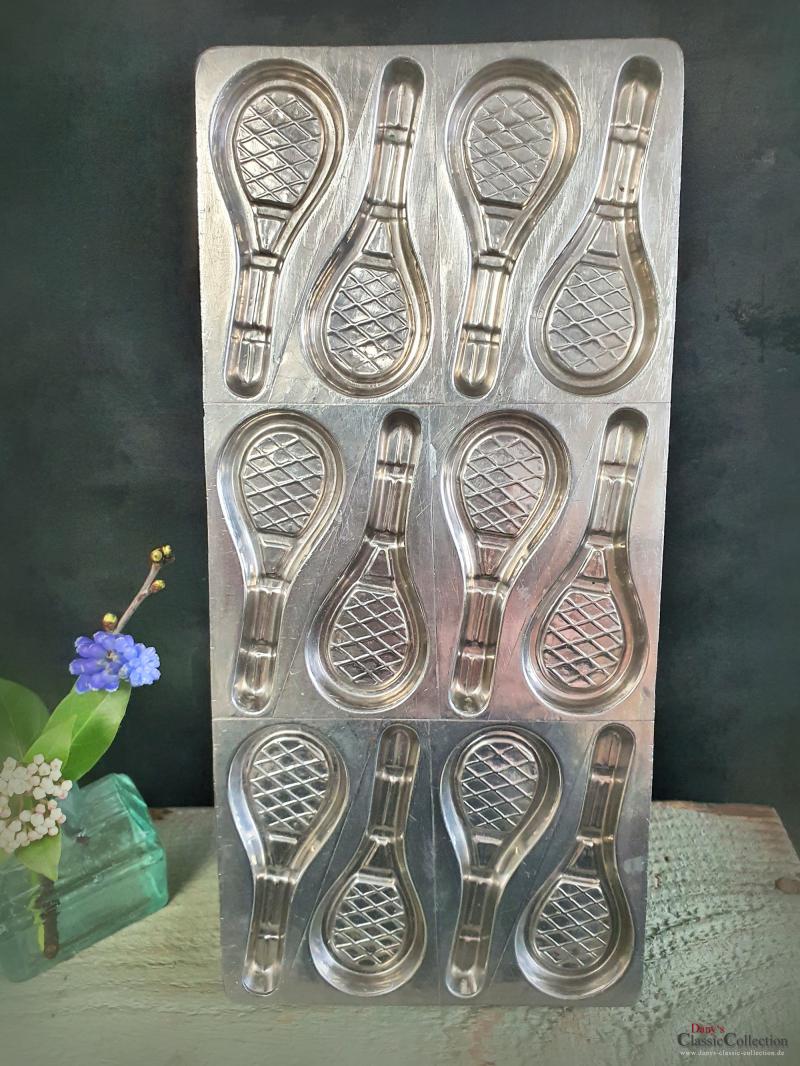 12 Tennisschläger Schokoladenform Platte ~ Metall Gießform ~ Vintage ~ Obermann Wien ~ seltenes Sammlerstück ~ Landhaus Deko ~ hy6314