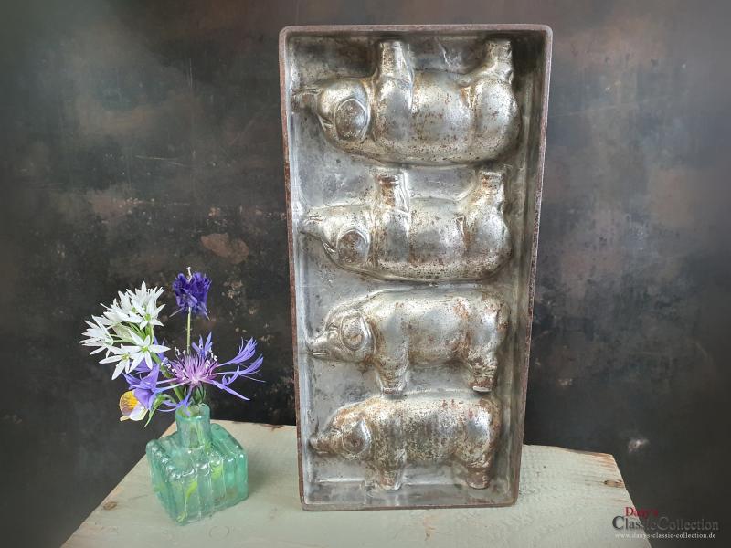 VERKAUFT ! Anton Reiche Schweine Schokoladenform ~ 1930 Gießform ~ Vintage Deko ~ Sammlerstück ~ Neujahr Glücksbringer ~ hz6439s2