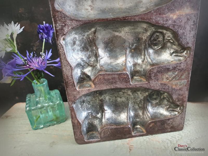 VERKAUFT ! Anton Reiche Schweine Schokoladenform ~ 1930 Gießform ~ Vintage Deko ~ Sammlerstück ~ Neujahr Glücksbringer ~ hz6439s2