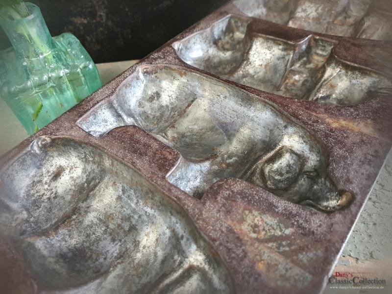 VERKAUFT ! Anton Reiche Schweine Schokoladenform ~ 1930 Gießform ~ Vintage Deko ~ Sammlerstück ~ Neujahr Glücksbringer ~ hz6439s2